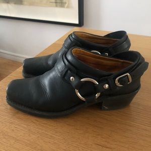Frye Leather Belted Harness Mules